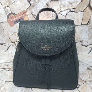 Black Medium Flap Backpack Black Leila Kate Spade Zipper Leather New With Tag